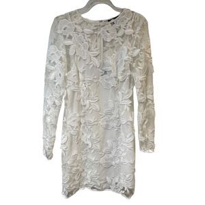 Topshop Lace Appliqué Long Sleeve Dress Size 4 White Bridal Romantic Graduation